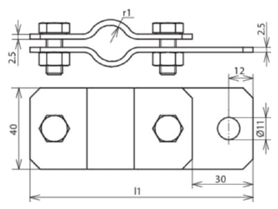 Mazeichnung 1 Dehn 410 319 Erdungsrohrschelle D 21 3mm NIRO