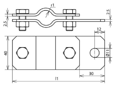 Mazeichnung 3 Dehn 410 319 Erdungsrohrschelle D 21 3mm NIRO