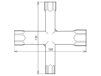 Mazeichnung 1 DEHN 572 000 Kreuzsteckschluessel SW 10 13 17 19