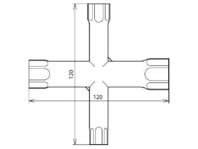 Mazeichnung 2 DEHN 572 000 Kreuzsteckschluessel SW 10 13 17 19