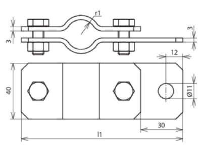 Mazeichnung 3 Dehn 410 112 Erdungsrohrschelle D 48 3mm St tZn