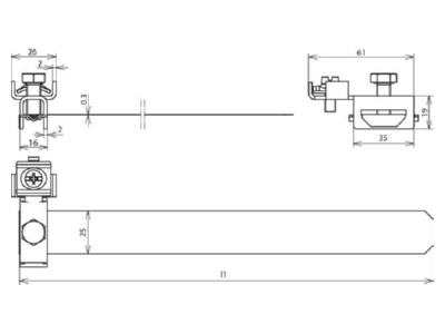 Mazeichnung 1 Dehn 540 911 Erdungsbandrohrschelle D 26 9 114 3mm