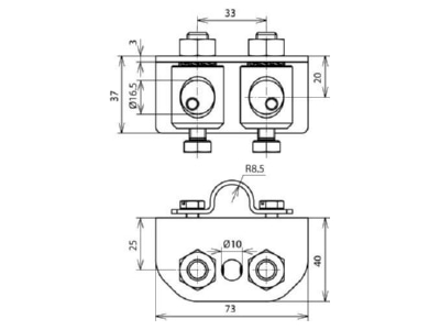 Dimensional drawing 1 Dehn 106 325 Adapter for lightning protection
