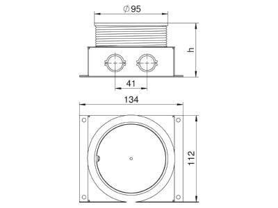 Mazeichnung 1 OBO UDL2 80 70 Unterflur Auslassdose f  SH und SHF80