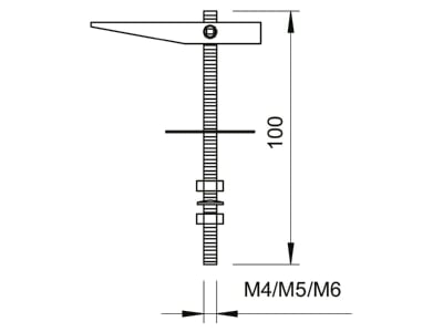 Dimensional drawing 1 OBO 458 M4x100 G Toggle fixing with thread tap 100x4
