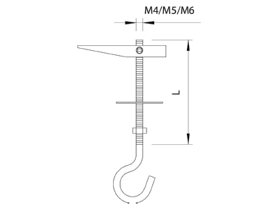 Dimensional drawing 2 OBO 457 M4x55 G Toggle fixing with ceiling hook 55x4