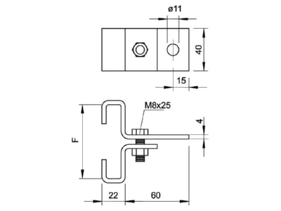 Mazeichnung 1 OBO 325 80 FT Traegerklammer feuer vz