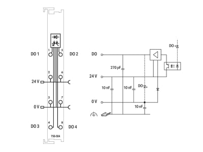 Schaltbild WAGO 750 504 Digitale Ausgangsklemme 4DO 24VDC 0 5A