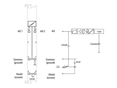 Schaltbild WAGO 750 550 Analog Ausgangsklemme 2 Kanal 0 10V