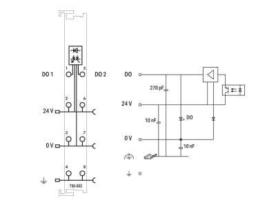 Schaltbild WAGO 750 502 Digitale Ausgangsklemme 2DO 24VDC 2 0A