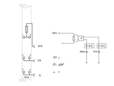 Circuit diagram WAGO 750 610 Fieldbus power supply segment module