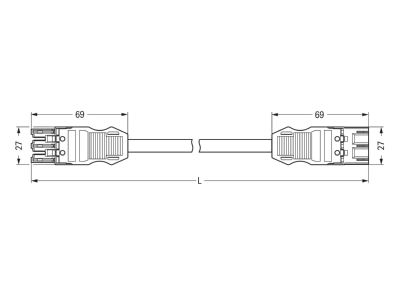 Dimensional drawing WAGO 771 9993 007 102 Patch cord building installation 3 pole