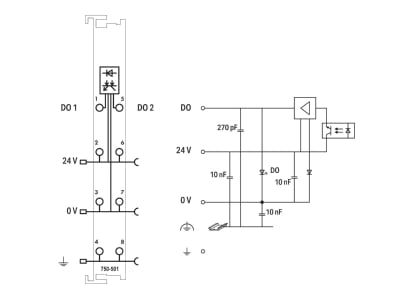 Schaltbild WAGO 750 501 Digitale Ausgangsklemme 2DO 24VDC 0 5A