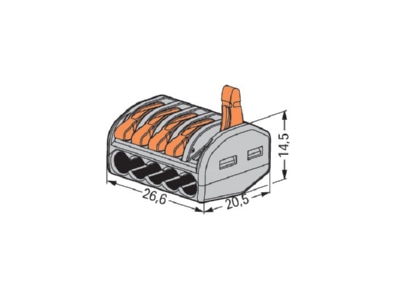 Mazeichnung WAGO 222 415 Verbindungsklemme 5x0 8 4mm   grau 