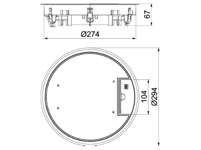 Dimensional drawing 1 OBO GESR7 10U 7011 Installation box for underfloor duct
