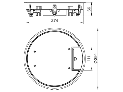 Dimensional drawing 2 OBO GESR7 10U 7011 Installation box for underfloor duct