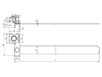 Mazeichnung 1 Dehn 540 100 Antennen Bandrohrschelle D 27 165mm NIRO