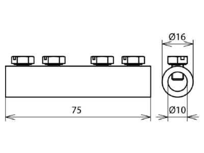 Mazeichnung 2 Dehn 385 213 Verbindungsmuffe Al f  Rd 8mm