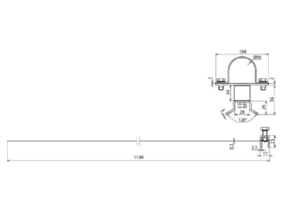 Dimensional drawing 1 Dehn 105 361 Mounting strap 50   300mm

