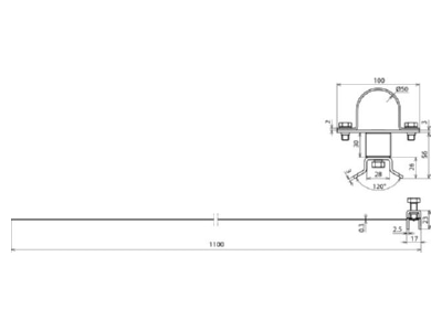 Dimensional drawing 2 Dehn 105 361 Mounting strap 50   300mm
