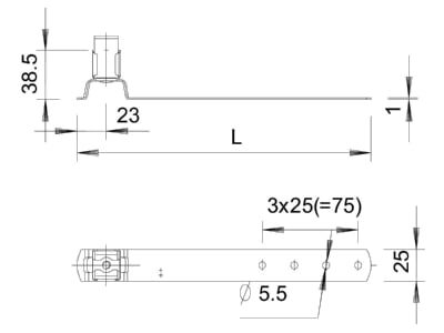 Mazeichnung 1 OBO 157 F VA 410 Dachleitungshalter