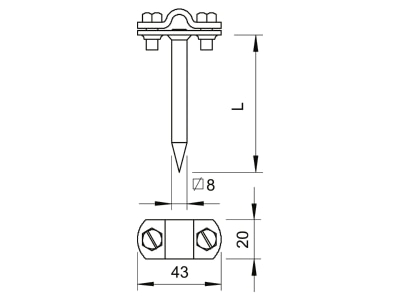 Mazeichnung 1 OBO 163 100 CU Leitungshalter