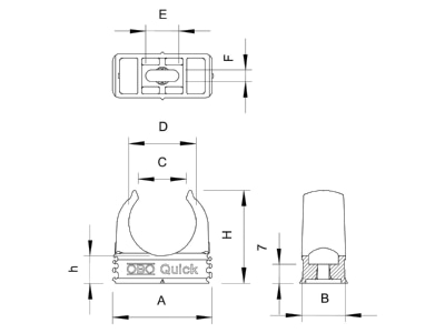 Dimensional drawing 1 OBO 2955 F M25 RW Tube clamp 24 3   25mm
