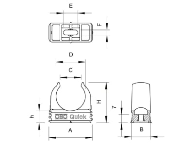 Dimensional drawing 2 OBO 2955 F M25 RW Tube clamp 24 3   25mm