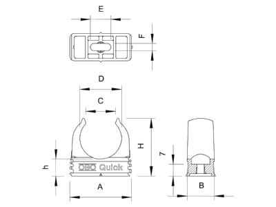 Mazeichnung 1 OBO 2955 F M25 RW Quick Schelle flammwidrig