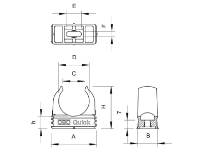 Mazeichnung 2 OBO 2955 F M25 RW Quick Schelle flammwidrig