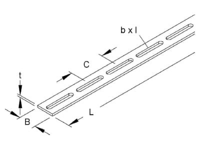 Dimensional drawing Niedax S 25 X 3 2 Installation strap 25mm