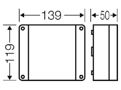 Dimensional drawing Hensel DP 9221 Surface mounted terminal box 5x4mm