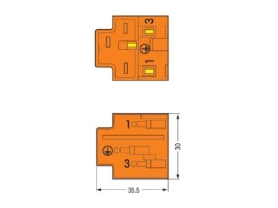 Dimensional drawing WAGO 730 113 Terminal strip 3 p 0 08   2 5mm 