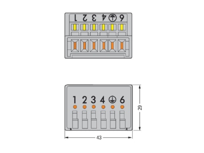 Dimensional drawing WAGO 730 116 Terminal strip 6 p 0 08   2 5mm 