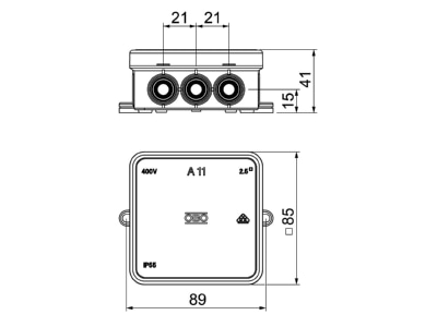 Mazeichnung 2 OBO A 11 5 Kabelkasten gr 5P