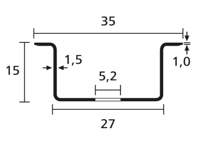 Dimensional drawing 1 Hellermann Tyton DELTA 5 BV Mounting rail 2000mm Steel
