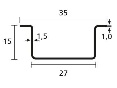 Dimensional drawing 2 Hellermann Tyton DELTA 5 BV Mounting rail 2000mm Steel
