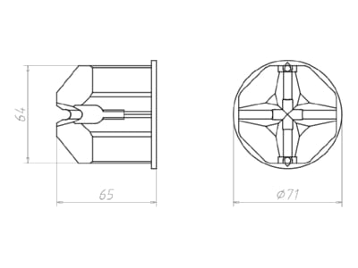 Dimensional drawing Kaiser 9066 12 Hollow wall mounted box D 68mm