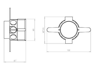 Dimensional drawing Kaiser 1155 02 Plaster compensation ring 50mm