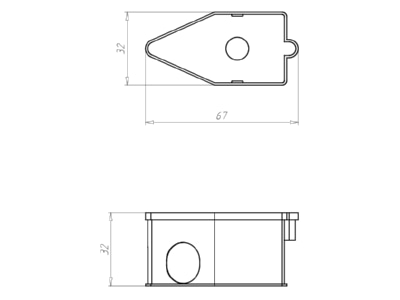 Dimensional drawing Kaiser 1048 00 Flush mounted mounted box 60x32mm