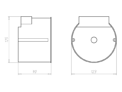 Dimensional drawing Kaiser 9300 01 Recessed installation box for luminaire