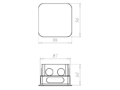 Dimensional drawing Kaiser 1094 01 Flush mounted mounted box 87x87mm