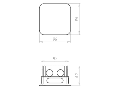 Dimensional drawing Kaiser 1094 91 Flush mounted mounted box 87x87mm