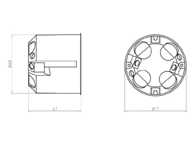 Mazeichnung Kaiser 9061 00 Hohlwanddose 68x33 5mm