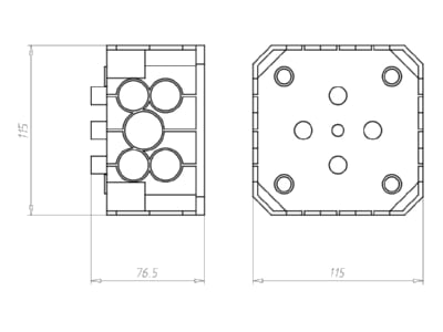 Mazeichnung Kaiser 9909 01 Verbindungskasten 115x115x64mm gr