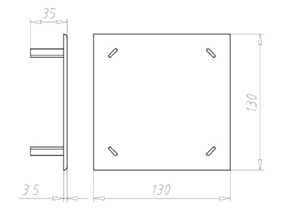 Dimensional drawing Kaiser 9909 12 Cover for flush mounted box square