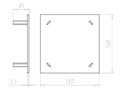 Dimensional drawing Kaiser 9909 12 Cover for flush mounted box square