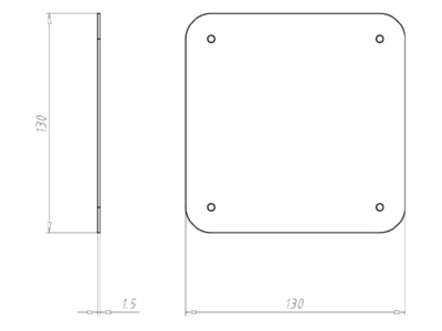 Mazeichnung Kaiser 9909 03 Abschluss Feuchtraumdeckel 130x130x4mm