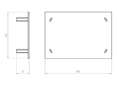 Dimensional drawing Kaiser 9911 02 Cover for flush mounted box rectangular