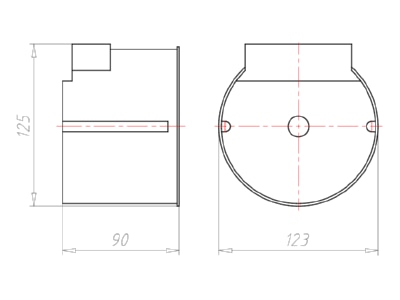 Dimensional drawing Kaiser 9300 22 Recessed installation box for luminaire